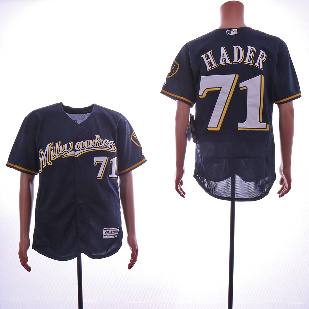 Men Milwaukee Brewers 71 Hader Blue Game MLB Jerseys